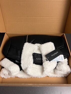 W.Y.O.W. Black Faux Leather Jacket with White Sherpa Trim